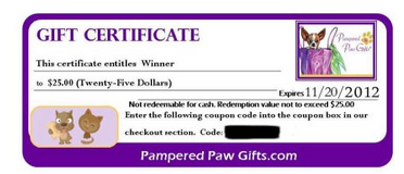 pampered paw gifts gift certificate