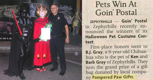 zephyrhills goin postal contest winners win a gift certificate from pampered paw gifts