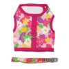Fabric Dog Harness with Leash - Pink Hawaiian Floral - Image 2