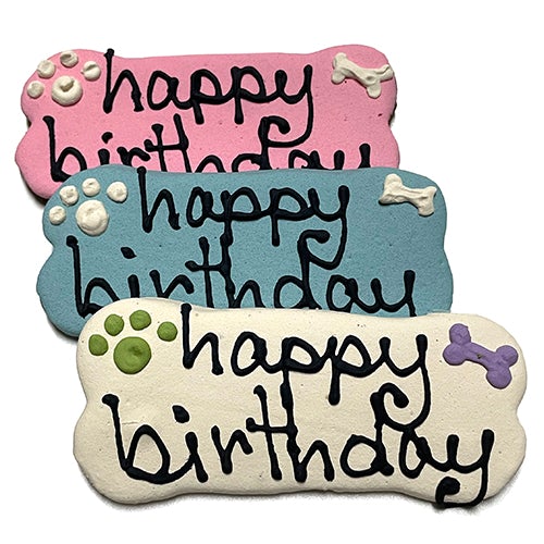 DOG BIRTHDAY CAKE PEANUT BUTTER treat puppy gift Christmas blue ribbon  bones