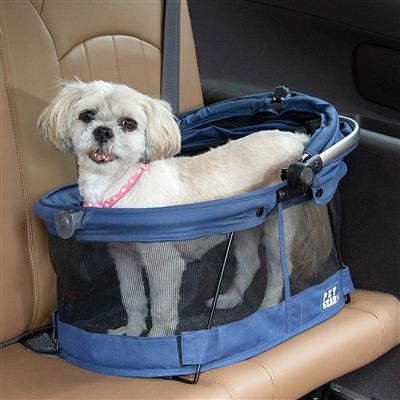 Four Seasons Pet Booster Car Seat – Dog Cat Carrier For Auto Travel (Navy, Small)