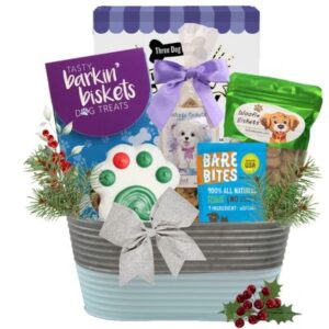 Holiday Barker Bucket For Dogs Luxury Gift Basket
