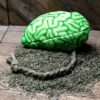 Zombie Catnip Brain - Green Brain Shaped Catnip Cat Toy | Stuffed with Super Potent Catnip | Jute Spinal Cord | Meowy Janes