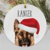 Personalized Watercolor Dogs with Santa Hat Round Ornament - Image 4