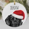 Personalized Watercolor Dogs with Santa Hat Round Ornament - Image 2