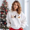 Holiday Shirt | Christmas Sweatshirt | Crew Neck | People Shirt | Cats (WHITE)