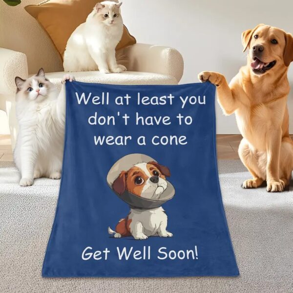 Blue Print Blanket with Get Well Soon - Image 2