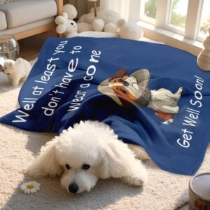 Blue Print Blanket with Get Well Soon
