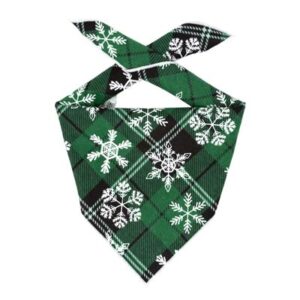 Christmas Bandana | Green Flannel | Snowflake Dog Bandana | Xmas | Holiday