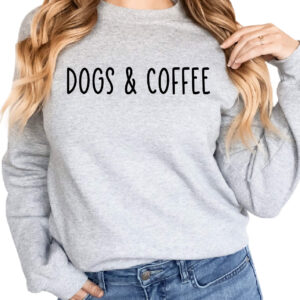 DOGS AND COFFEE Crewneck Sweatshirt   (Gray)