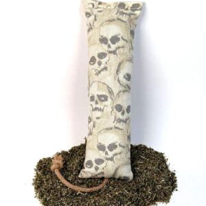 100% Catnip Tough Kicker - Cream Skulls- Thick Canvas & Jute Tail - Filled with 1/4 LB of Catnip