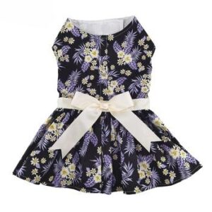 Purple Twilight Hawaiian Dog Dress with Matching Leash
