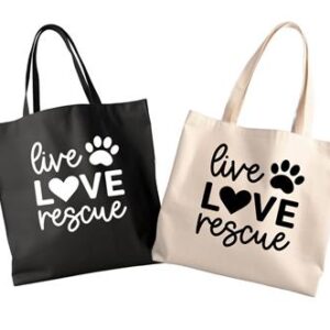 LIVE LOVE RESCUE Tote Bag | Canvas Tote | lightweight 6 oz Canvas | Tote Bag
