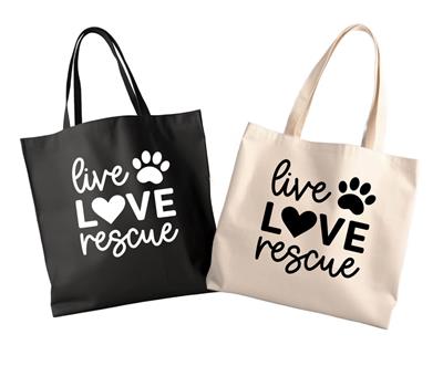 LIVE LOVE RESCUE Tote Bag | Canvas Tote | lightweight 6 oz Canvas | Tote Bag