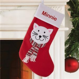 Personalized Embroidered Cat Stocking