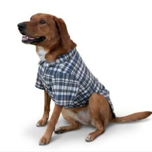 Flannel Dog Shirt - Gray and Blue Plaid
